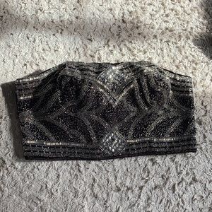 Velvet Beaded Crop Bustier